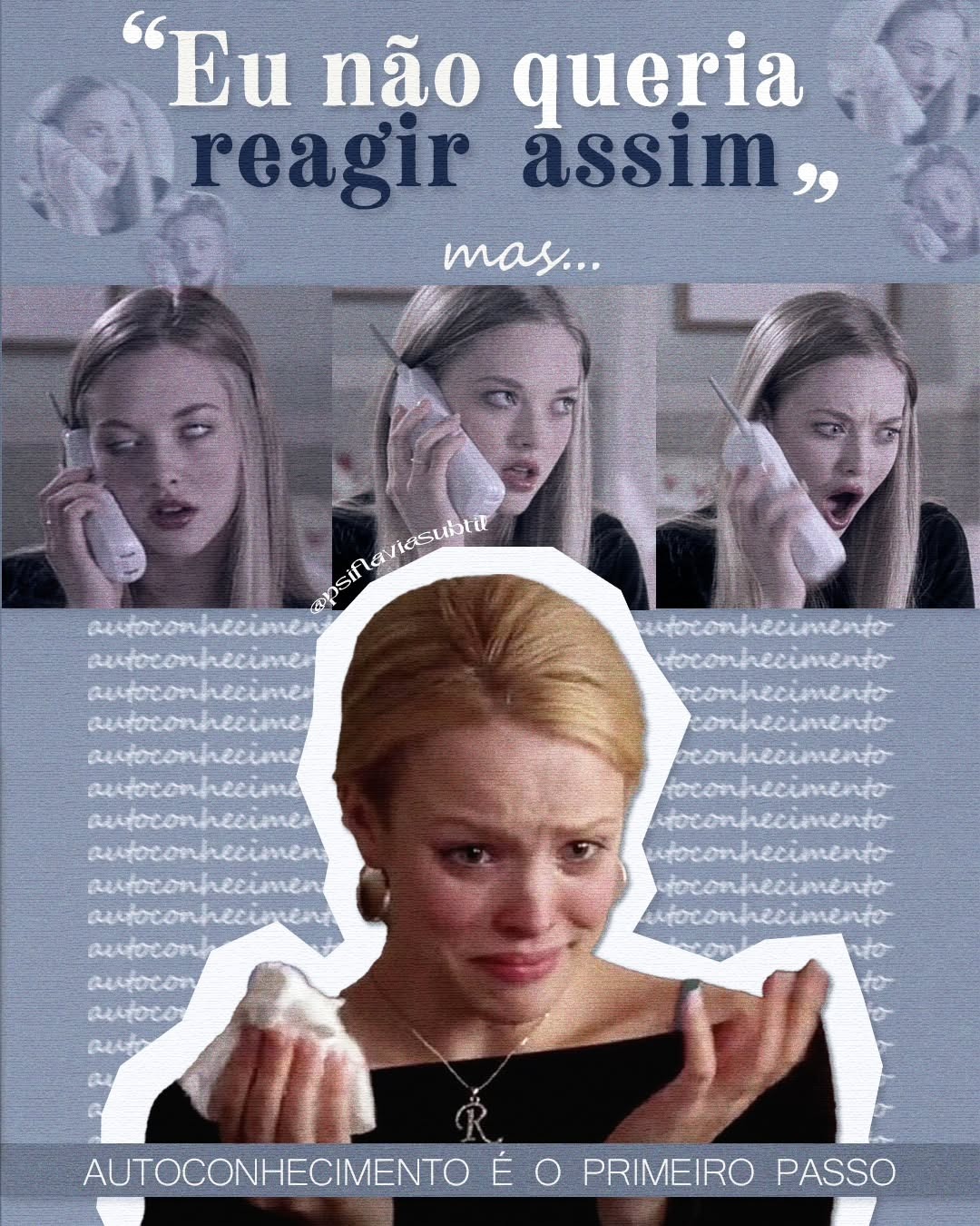 Publicação sobre reagir e autoconhecimento